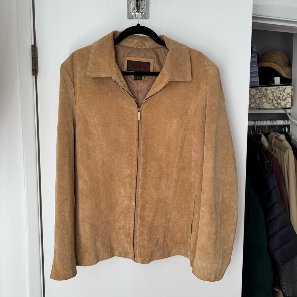 Tan Suede Zip-Up Jacket
